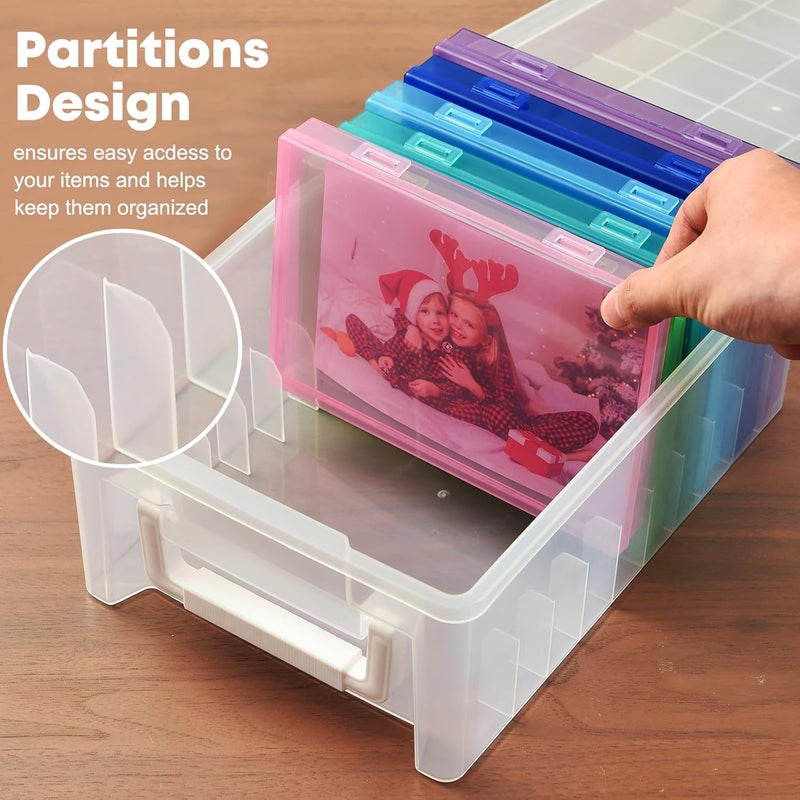 A-Link Photo Storage Box 5 x 7 In Photo Case, 10 Inner Large Photo Keeper, Photo Storage Container, Seed Craft Cards Pictures Organizer, Plastic Office Organizer with Sticker - Colored - Image 4